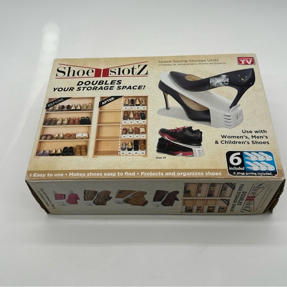 SHOE SLOTZ 6pc White Space Saver Shoe Storage, Doubles Your Storage Space!! NEW! - Picture 1 of 4